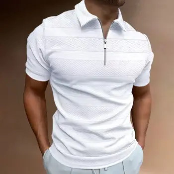 Новая мужская однотонная рубашка поло с воротником-поло, платье с коротким рукавом, модный летний повседневный уличный топ, футболка с 3D принтом