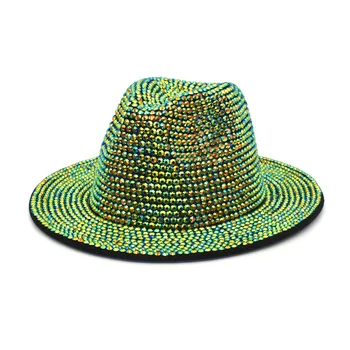 Шляпа для женщин и мужчин, Фетровые шляпы ручной работы с блестящими бриллиантами, джазовые шляпы, модные роскошные шляпы для выступлений, Сомбреро для женщин
