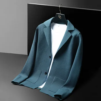 Осень-зима 2022, новый элитный бутик, вязаный кардиган, свитер, мужское пальто, осенний корейский свитер, повседневное свободное однотонное пальто
