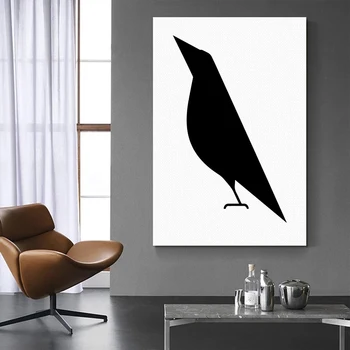 Скандинавская живопись, минималистичный анималистический рисунок, печать на холсте, плакат и настенные панно с воронами для украшения дома, Детская комната Cuadros