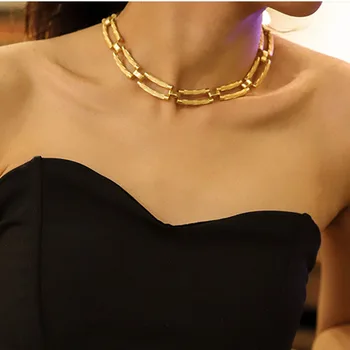 Ожерелья-цепочки с геометрической застежкой для женщин, эффектное ожерелье, винтажные украшения ручной работы, минималистичные крутые украшения