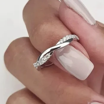 CAOSHI Стильное женское обручальное кольцо с витым дизайном Аксессуары для пальцев с ослепительным цирконием Модная женская свадебная церемония