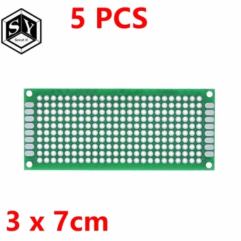 5шт 3 *7 PCB3x7 печатная плата 3 см 7 см Двухсторонний прототип печатной платы diy Универсальная печатная плата Зеленый